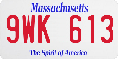 MA license plate 9WK613