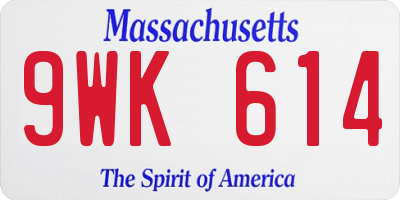 MA license plate 9WK614