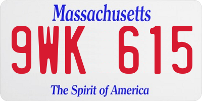 MA license plate 9WK615