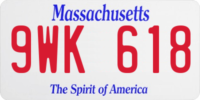 MA license plate 9WK618