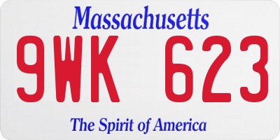 MA license plate 9WK623