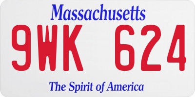MA license plate 9WK624