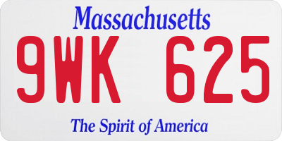 MA license plate 9WK625