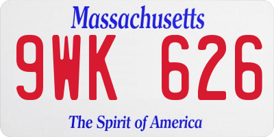 MA license plate 9WK626