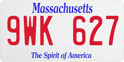 MA license plate 9WK627