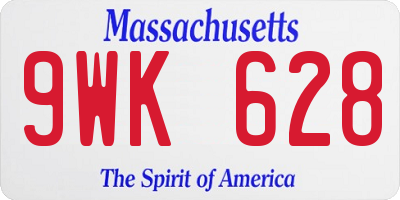 MA license plate 9WK628