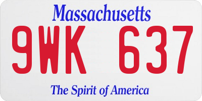 MA license plate 9WK637