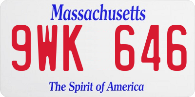 MA license plate 9WK646