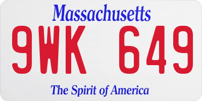 MA license plate 9WK649