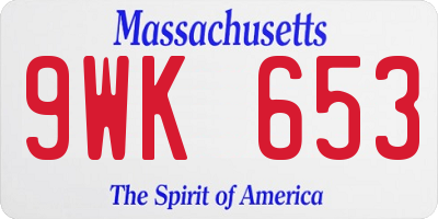 MA license plate 9WK653