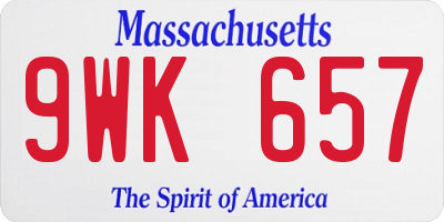 MA license plate 9WK657