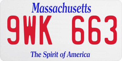 MA license plate 9WK663