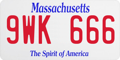 MA license plate 9WK666