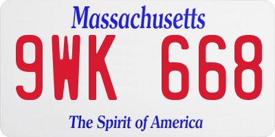 MA license plate 9WK668