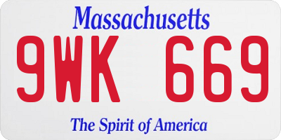 MA license plate 9WK669