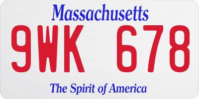 MA license plate 9WK678