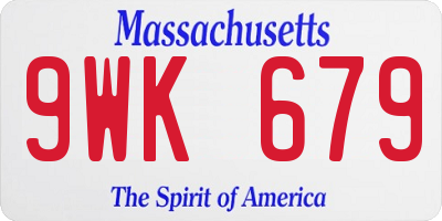 MA license plate 9WK679