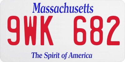 MA license plate 9WK682