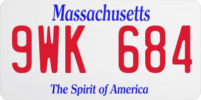 MA license plate 9WK684
