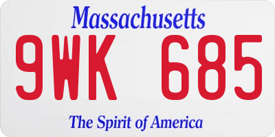 MA license plate 9WK685