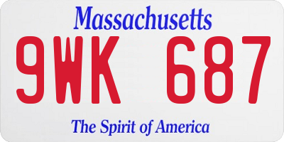 MA license plate 9WK687