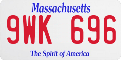 MA license plate 9WK696