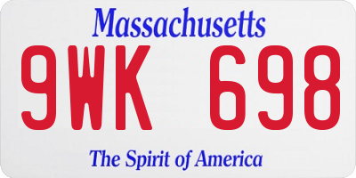 MA license plate 9WK698