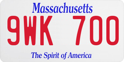 MA license plate 9WK700