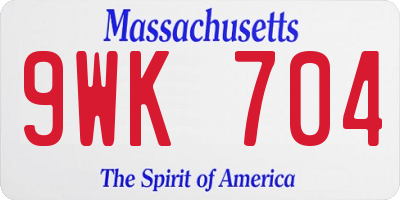 MA license plate 9WK704