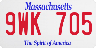 MA license plate 9WK705