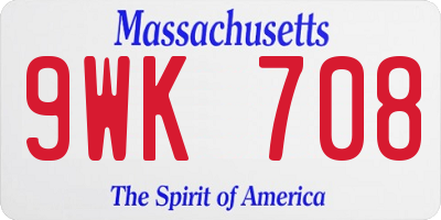 MA license plate 9WK708