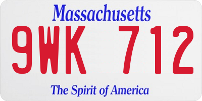 MA license plate 9WK712