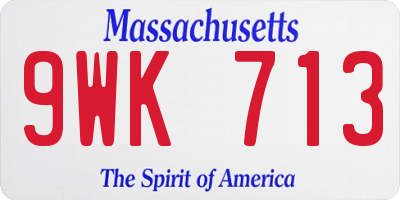 MA license plate 9WK713