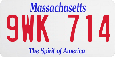 MA license plate 9WK714