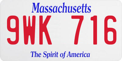 MA license plate 9WK716