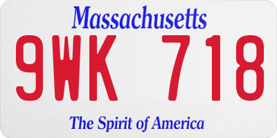 MA license plate 9WK718