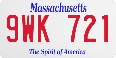 MA license plate 9WK721