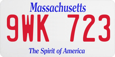 MA license plate 9WK723