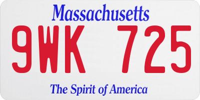 MA license plate 9WK725