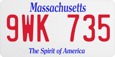 MA license plate 9WK735