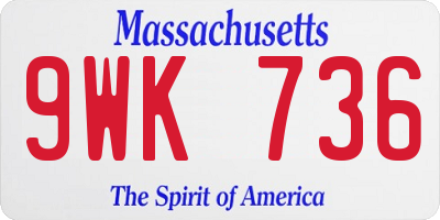MA license plate 9WK736