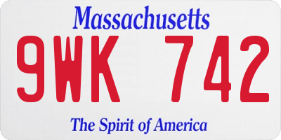 MA license plate 9WK742