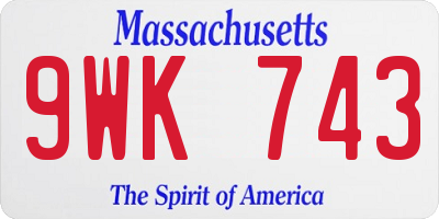 MA license plate 9WK743