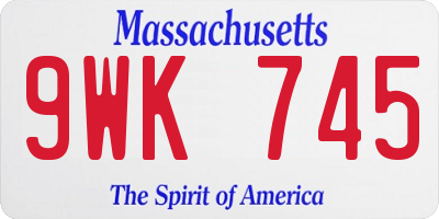 MA license plate 9WK745