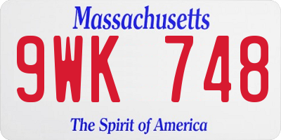 MA license plate 9WK748
