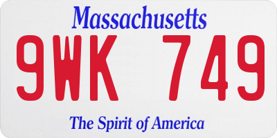MA license plate 9WK749