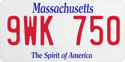 MA license plate 9WK750