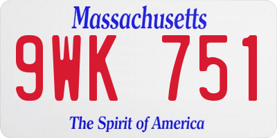 MA license plate 9WK751