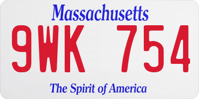 MA license plate 9WK754