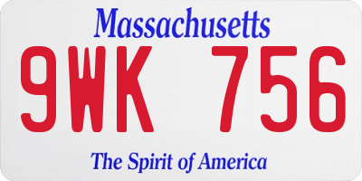 MA license plate 9WK756